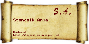 Stancsik Anna névjegykártya